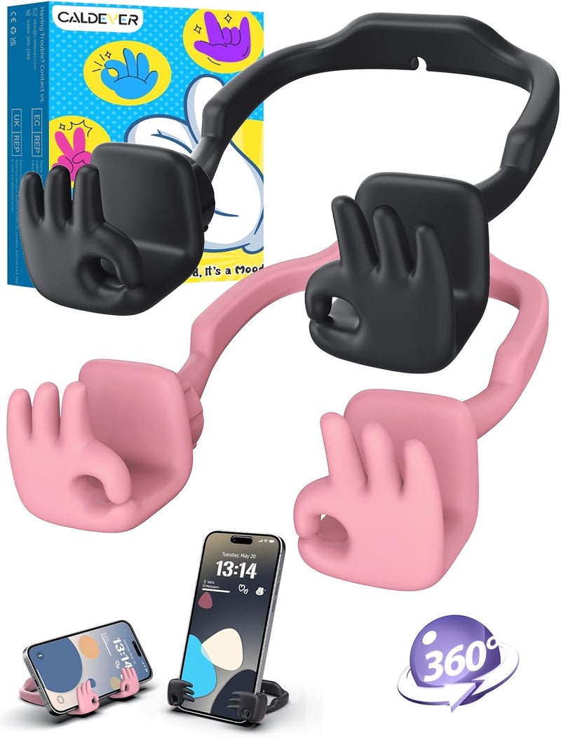 CALDEVER Valentines Day Gifts for Teens Girls Kids Women: 2 Pack Funny Gifts Cell Phone Holder 3D OK Hand Phone Stand for Desk Gift for Teenage Adults Mom Daughter Wife Birthday Unique Gadgets Easter Gifts - Image 1
